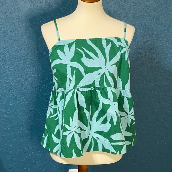 Free Assembly Tops - NWT Free Assembly Smocked Tank Top Size XXL Green & Blue Adjustable Stra…